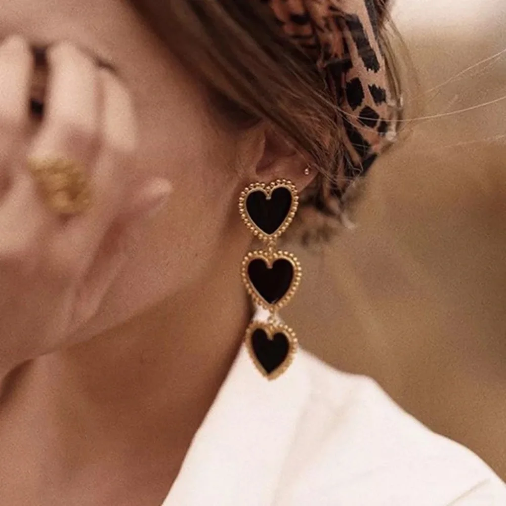 Triple Heart Earrings - Picture 1 of 3